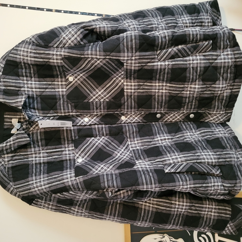 Black and White Plaid Quilted Jacket